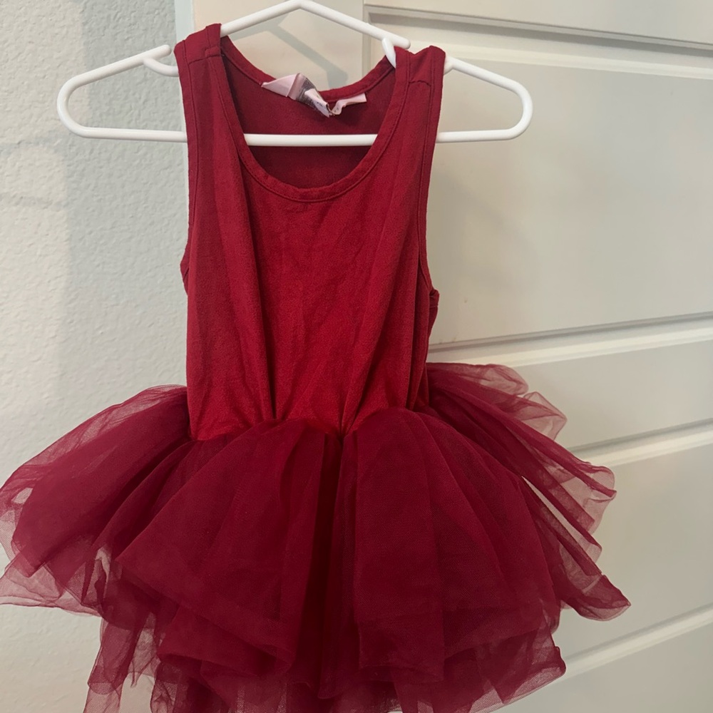 I Love Plum Charming Red Suede Tutu Dress for Kids